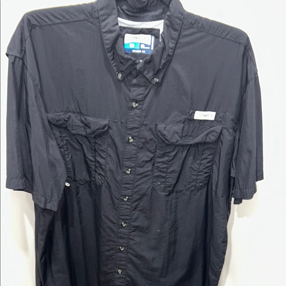 Magellan Outdoors Black Casual Button Down Shirt Lightweight Cotton